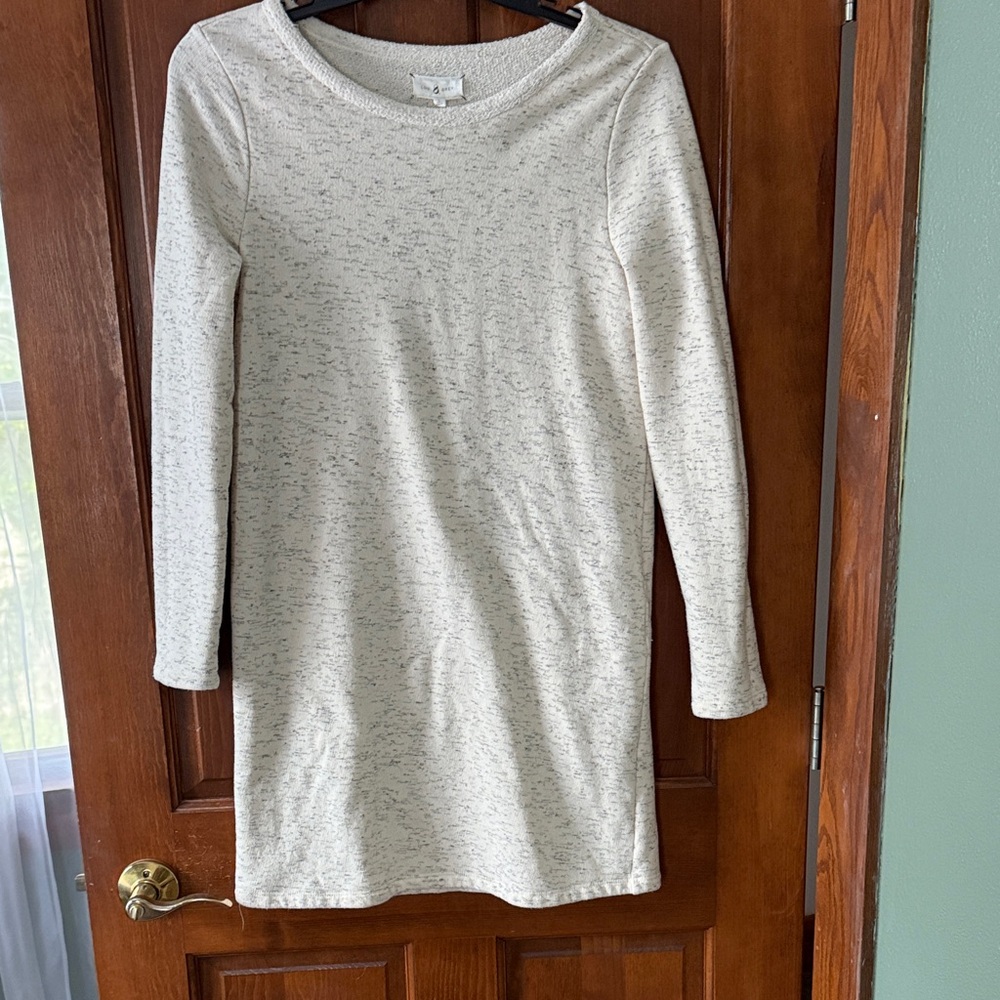 Womens Cream Long-Sleeve Knit Dress